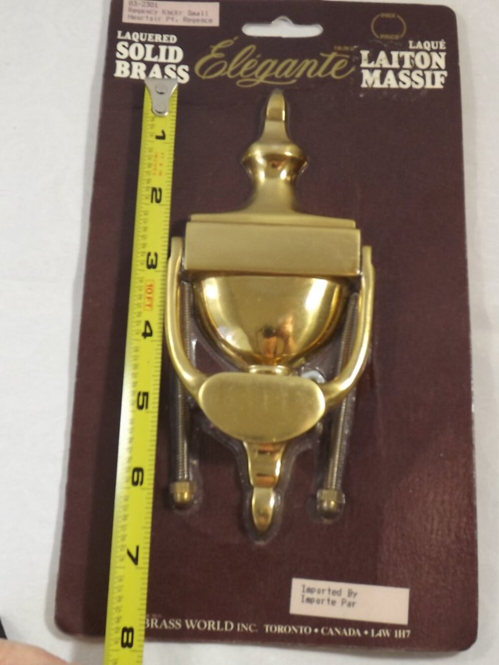 Elegante Solid Brass Door Knocker - Polished Gold Finish - Picture 5 of 6